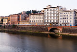 Arno River Embankment in the Early Morning Light, Florence, Ital