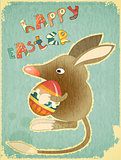 Retro Vintage Card with Easter Australian Bilby
