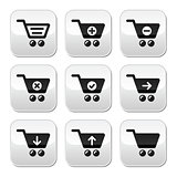 Shopping cart vector buttons set