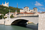 Lyon and Saone river in summer