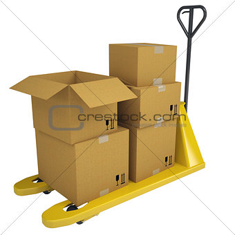 Pallet Truck with boxes