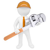 3D man holding a pipe wrench