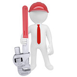 3D man holding a pipe wrench