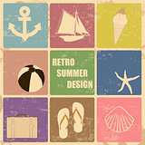 Retro poster summer  made from icons