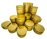 Pile gold coins