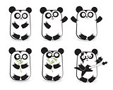 Vector set of cute pandas 