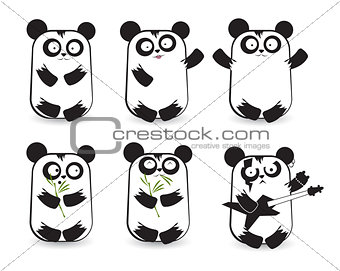 Vector set of cute pandas 