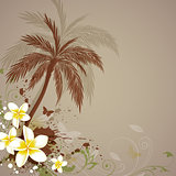 Background with flowers and palm