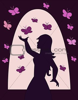 Girl with Butterflies