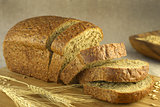 Bread cut on a blurry background