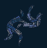 Judo pictogram on blue background