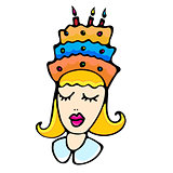 Cartoon girl with cake