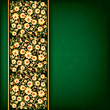 abstract yellow floral ornament on green
