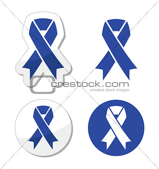 Navy blue ribbon - child abuse, drunk driving symbol