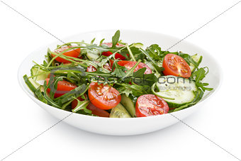 salad from ruccola, cherry tomatoes and cucumber
