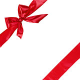 red ribbon with bow, square composition