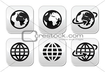 Globe earth vector buttons set
