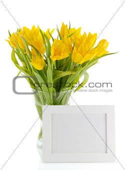 yellow Tulips and photo frame