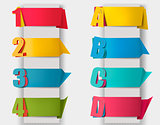 Abstract origami retro banners with litters and numbers. Vector