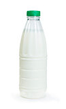 Plastic transparent bottle with milk