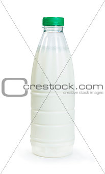Plastic transparent bottle with milk