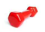 Red dumbbell white isolated
