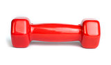 Red dumbbell white isolated