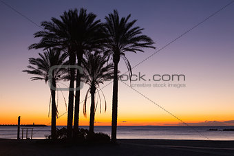 Sunrise on the Malaga beach