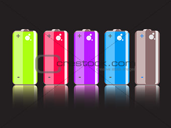 Vector Set of Colorful Full Batteries