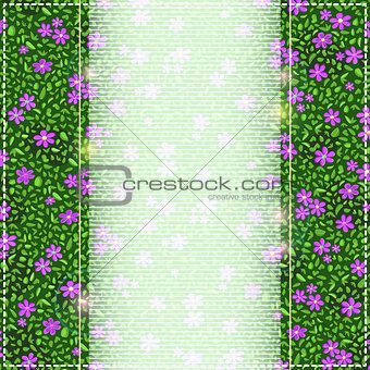 Little Violet Flowers on Invitation Card with Vertical Label