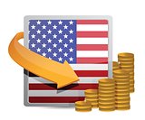 Us currency and flag