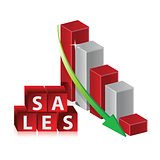 sales Red Crisis Business Graph with Falling Arrow