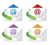 set of mail envelopes icons. Email color