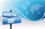 Marketing 360 business blue world background