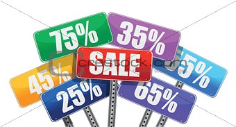 Sale and discount concept. color signs