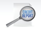 Credit Report and Magnifying Glass