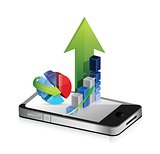 Business phone. Smartphone business graph charts