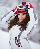Beautiful young woman outdoor in winter