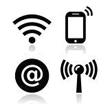 Wifi network, internet zone icons set