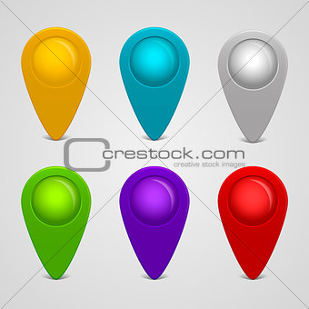 Vector set of round glossy map pointers