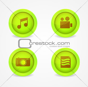 Set of glossy multimedia icons. Vector icons