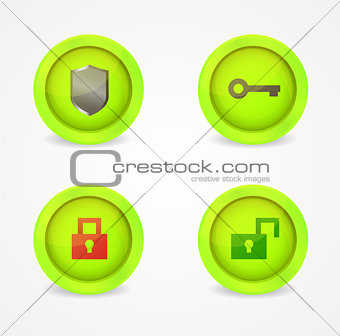 Set of glossy security icons. Vector icons