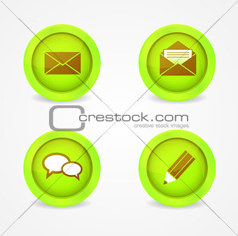 Set of glossy communication icons. Vector icons