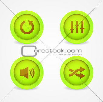 Set of glossy media player icons. Vector icons
