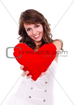 Pretty girl with red heart