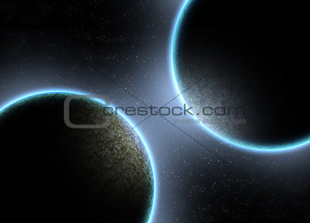 Two Planets with galaxy