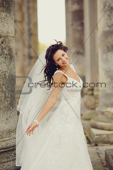 Portrait of Young Bride Wearing Wedding Dress