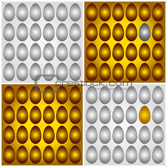 Golden brown and grey silver eggs vector illustration 