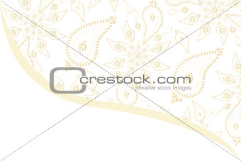 Delicate golden paisley seamless pattern card