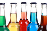 Glass bottles with soft drinks